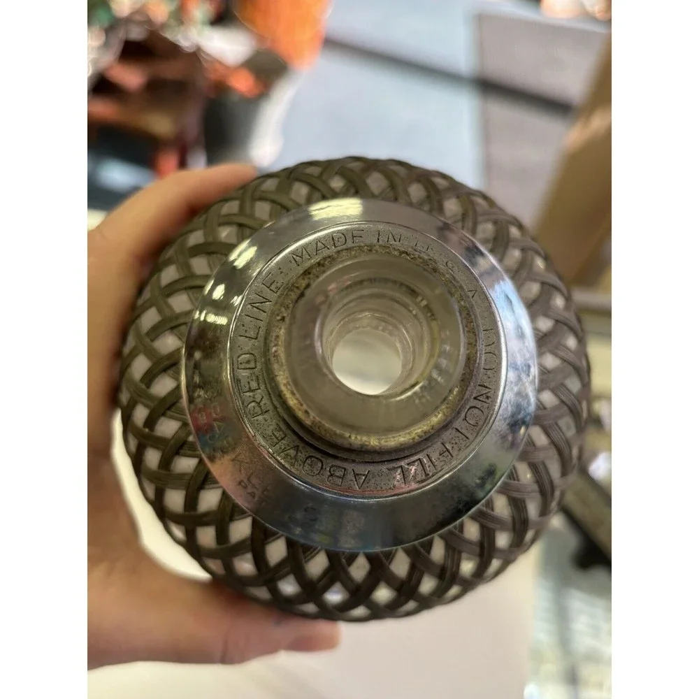 Vintage Art Deco Metal Wire Mesh Czech Glass Seltzer Bottle Sparklets USA NY
